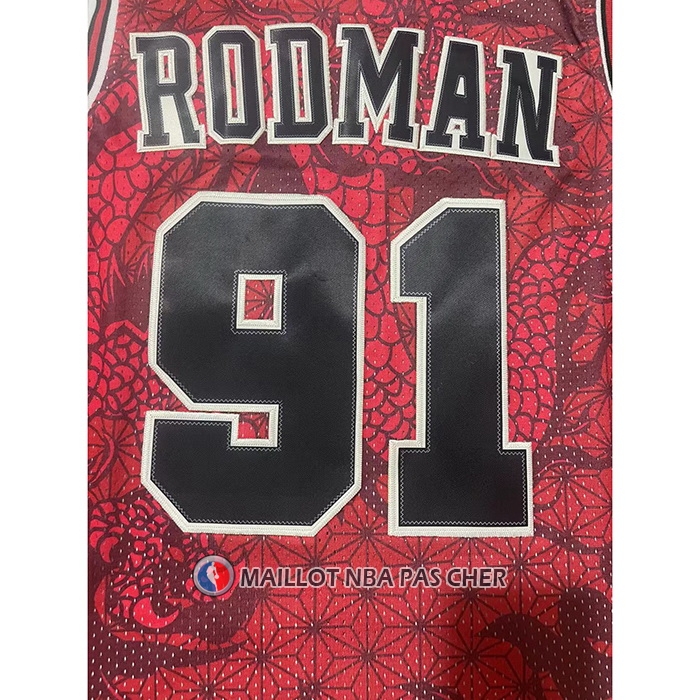 Maillot Chicago Bulls Dennis Rodman NO 91 Asian Heritage Throwback 1997-98 Rouge
